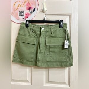 NWT Cozi Olive Green Cargo Utility Mini Skirt XS